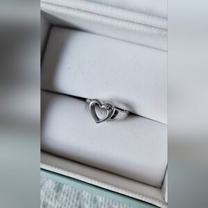 Silver Heart Ring with Gemstone Accent